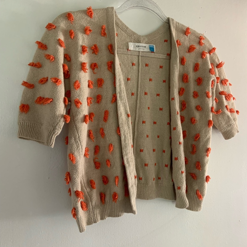Sparrow Beige and Orange Textured Cardigan